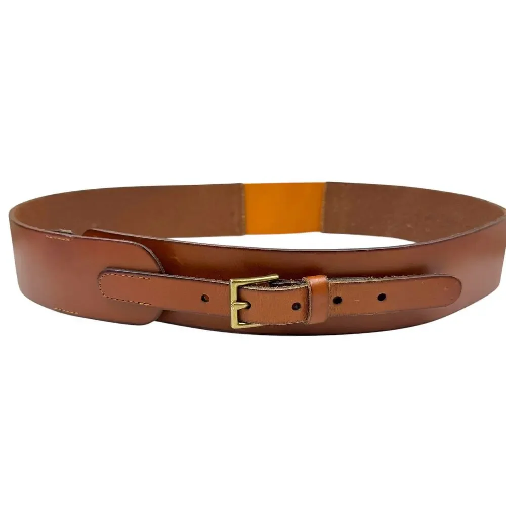 LOFT Womens Brown Leather Belt Size M Wide Boho Preppy Equestrian Wide Waist